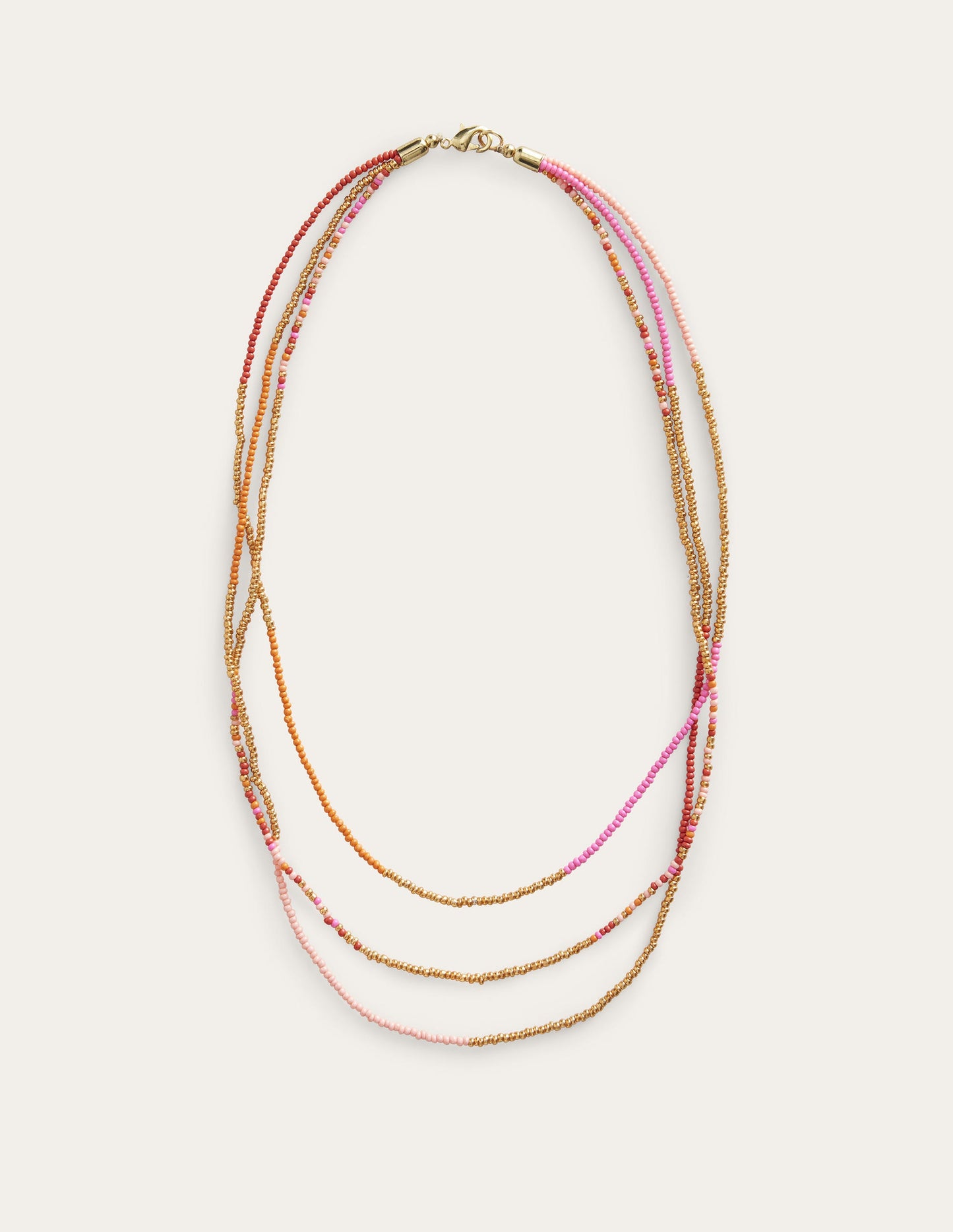 Beaded Necklace-Pink Multi