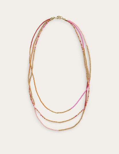 Beaded Necklace-Pink Multi-4