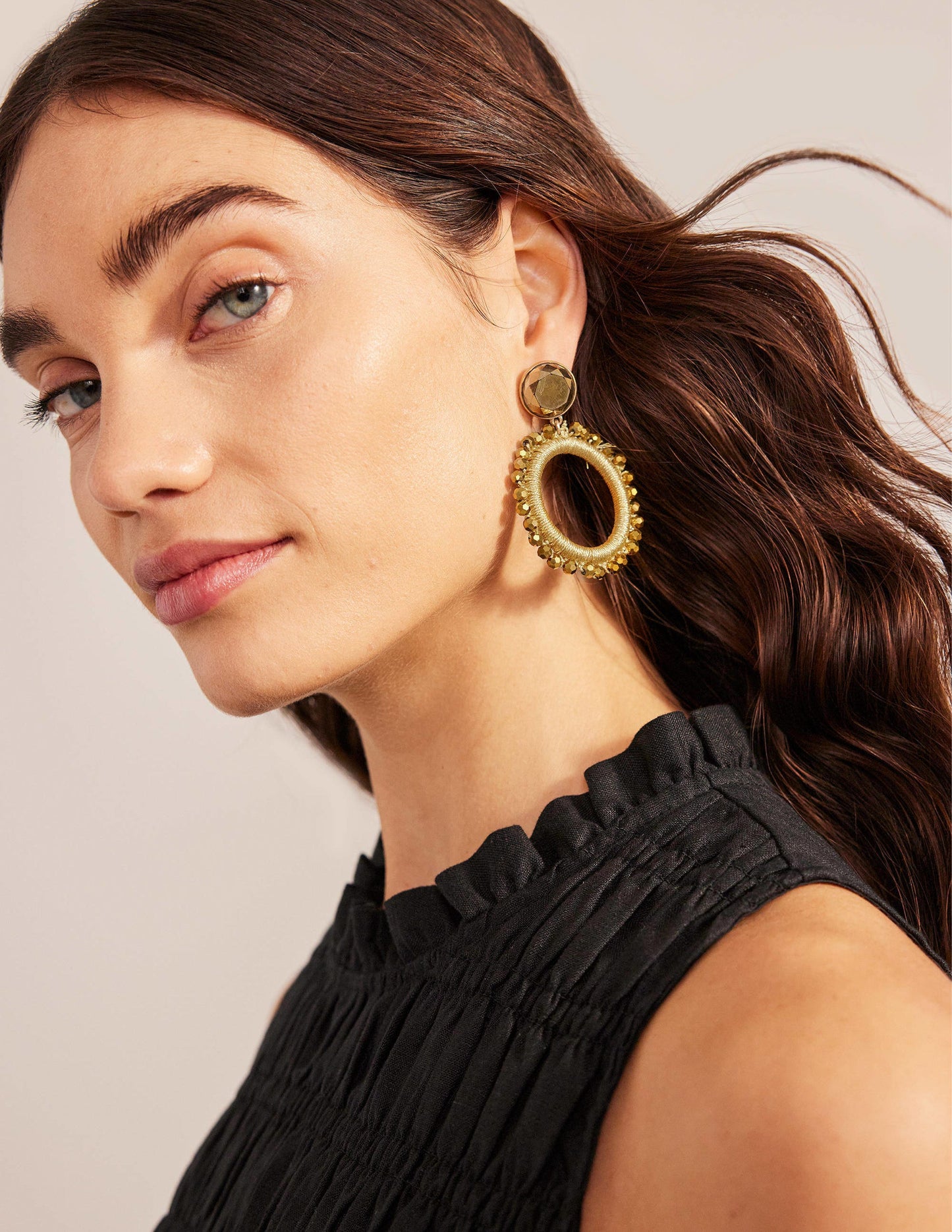 Beady Ring Earrings-Gold