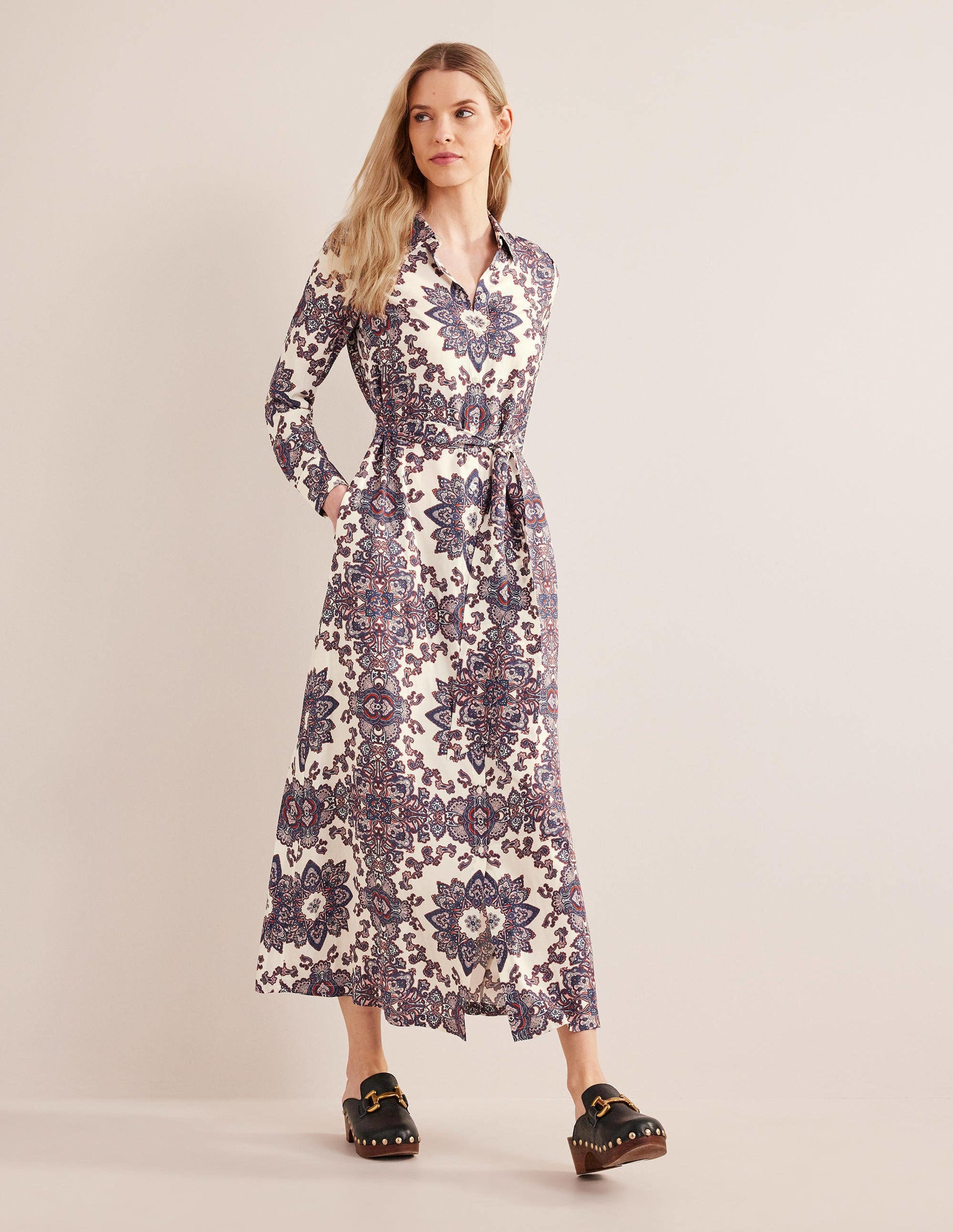 Claudia Maxi Shirt Dress-Ivory, Paradise Paisley-1