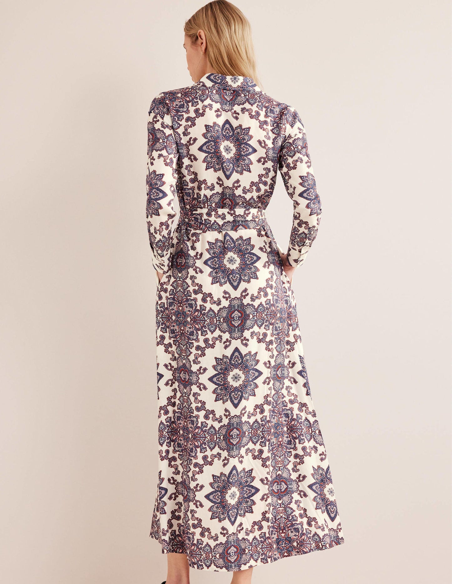 Claudia Maxi Shirt Dress-Ivory, Paradise Paisley