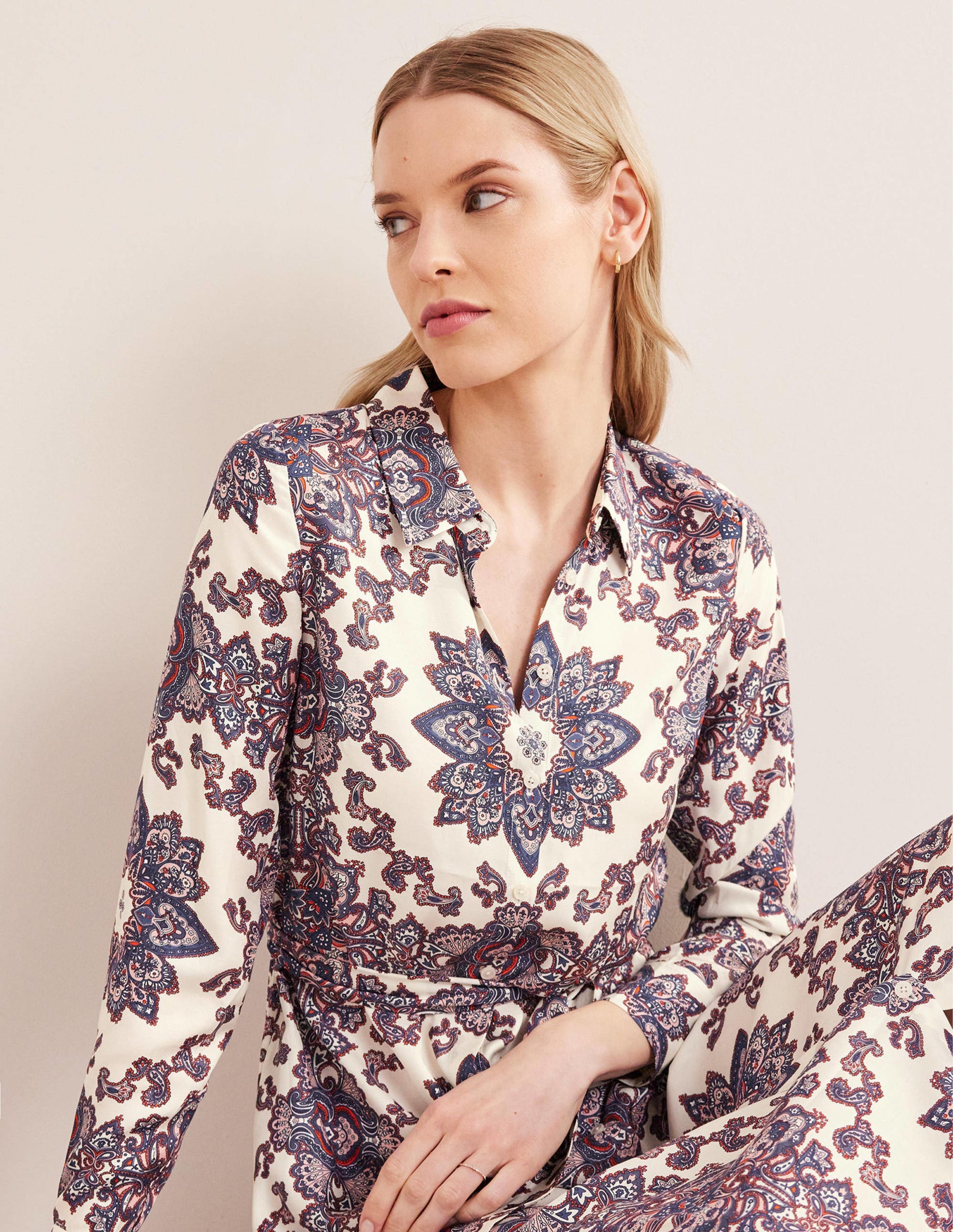 Claudia Maxi Shirt Dress-Ivory, Paradise Paisley-4