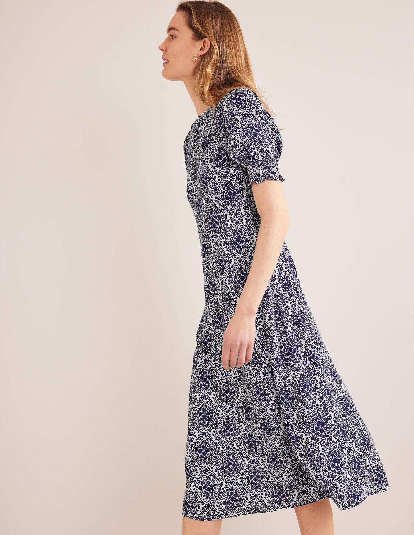 Corinne Midi Tea Dress-Prussian Blue, Vine Terrace