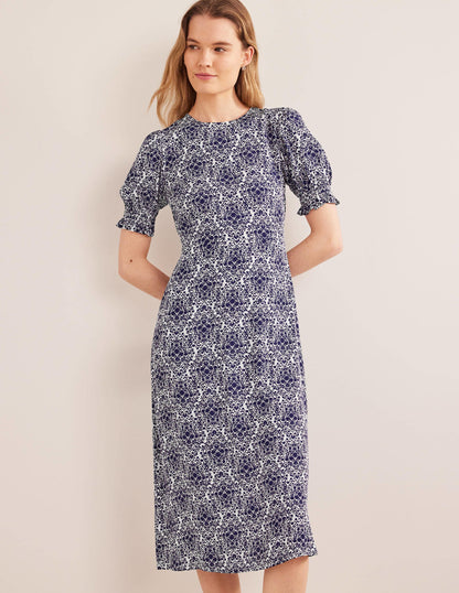 Corinne Midi Tea Dress-Prussian Blue, Vine Terrace-2