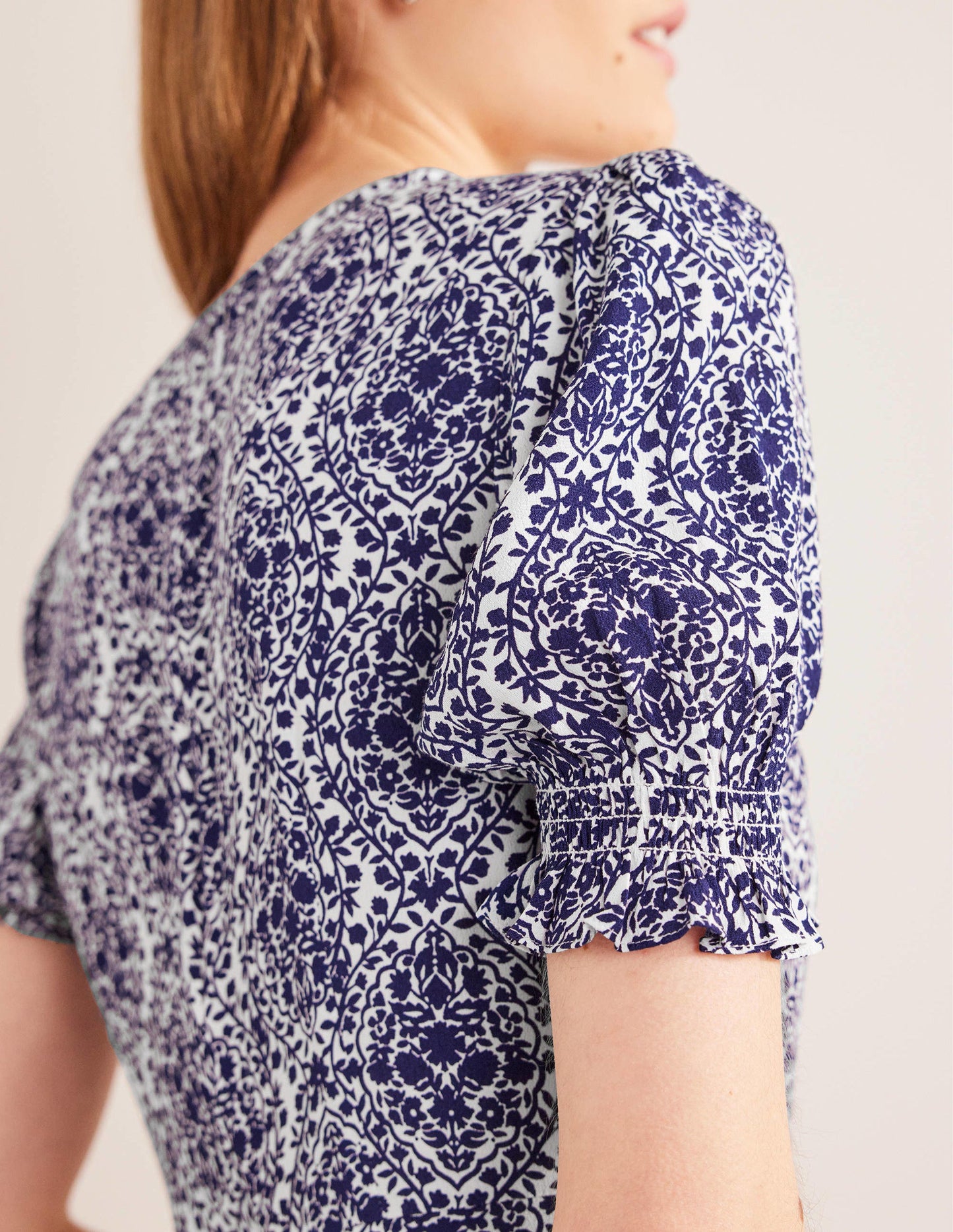 Corinne Midi Tea Dress-Prussian Blue, Vine Terrace