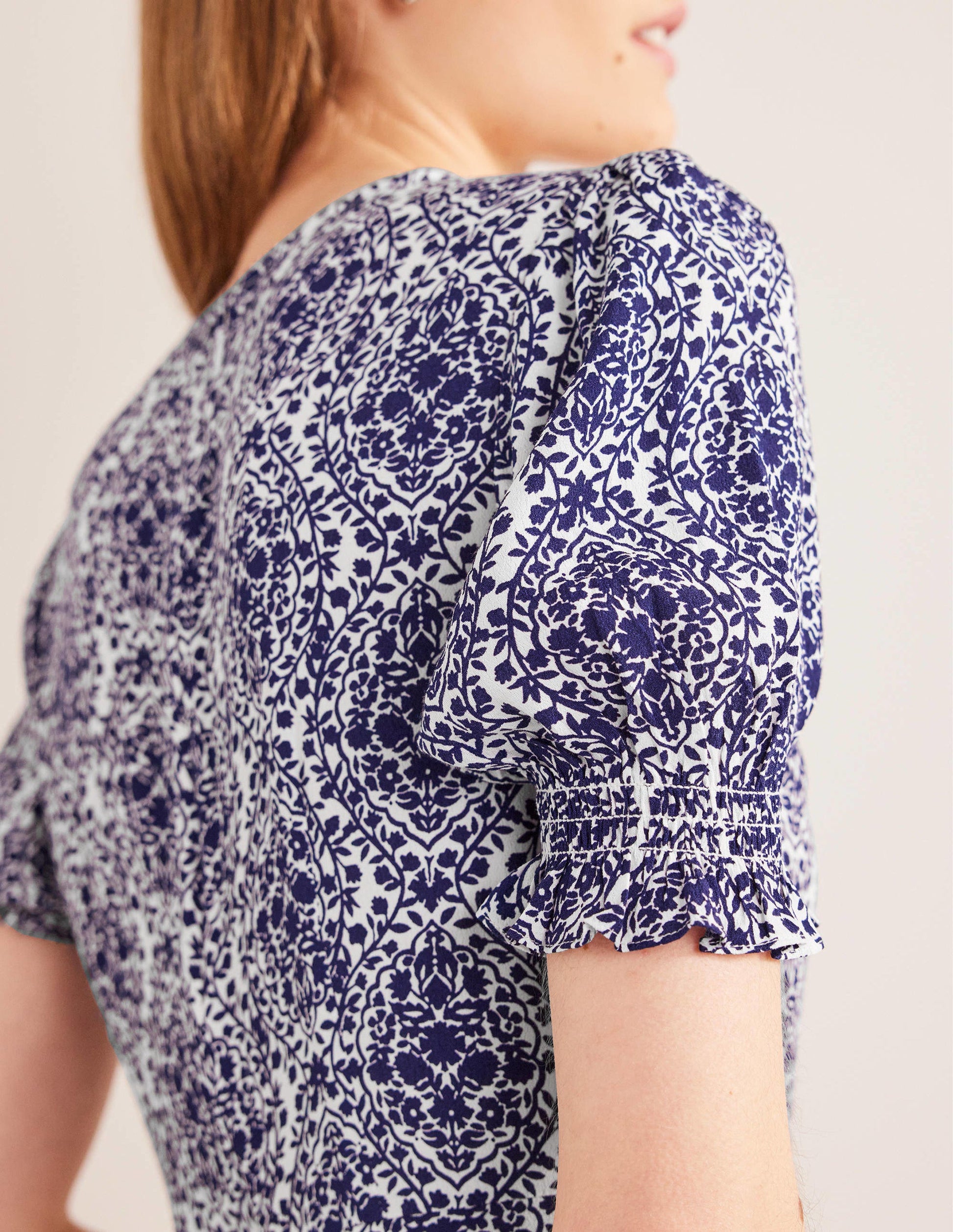 Corinne Midi Tea Dress-Prussian Blue, Vine Terrace-3