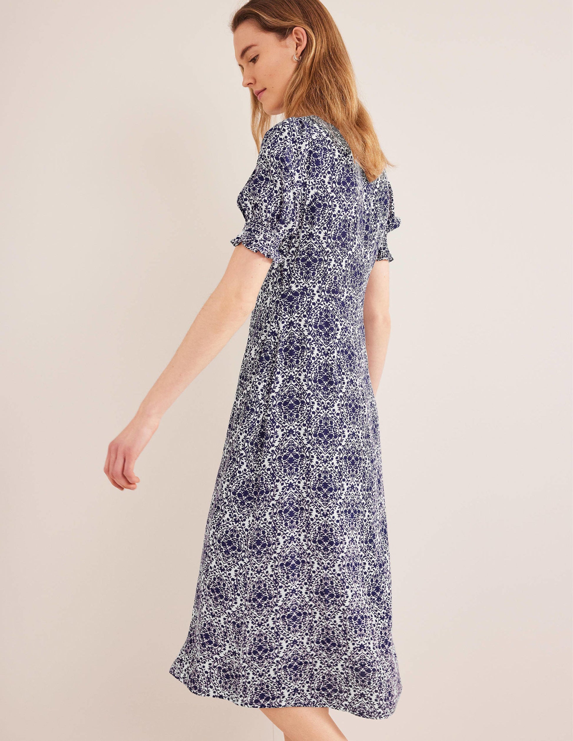 Corinne Midi Tea Dress-Prussian Blue, Vine Terrace-4