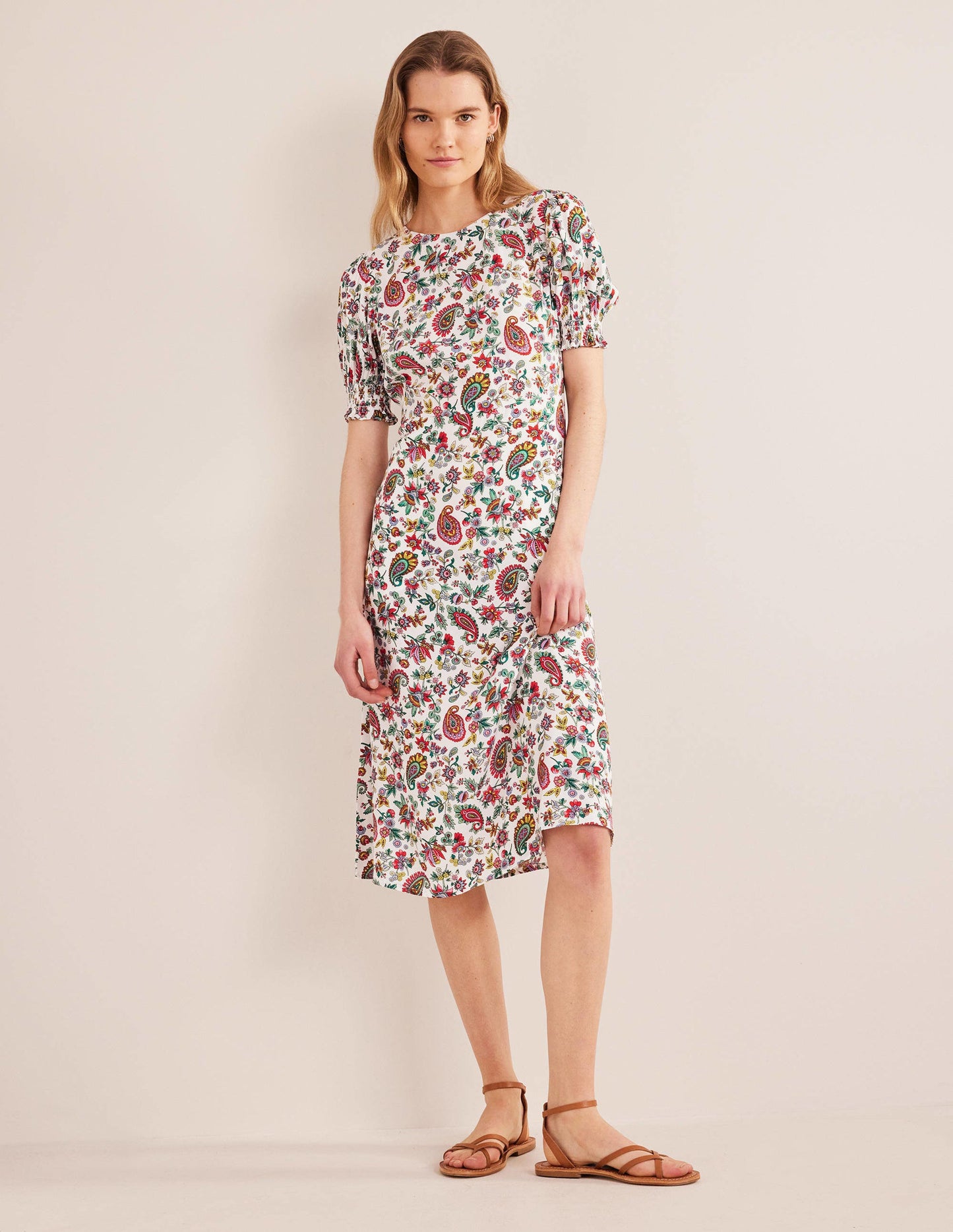 Corinne Midi Tea Dress-Multi, Dandelion Paisley