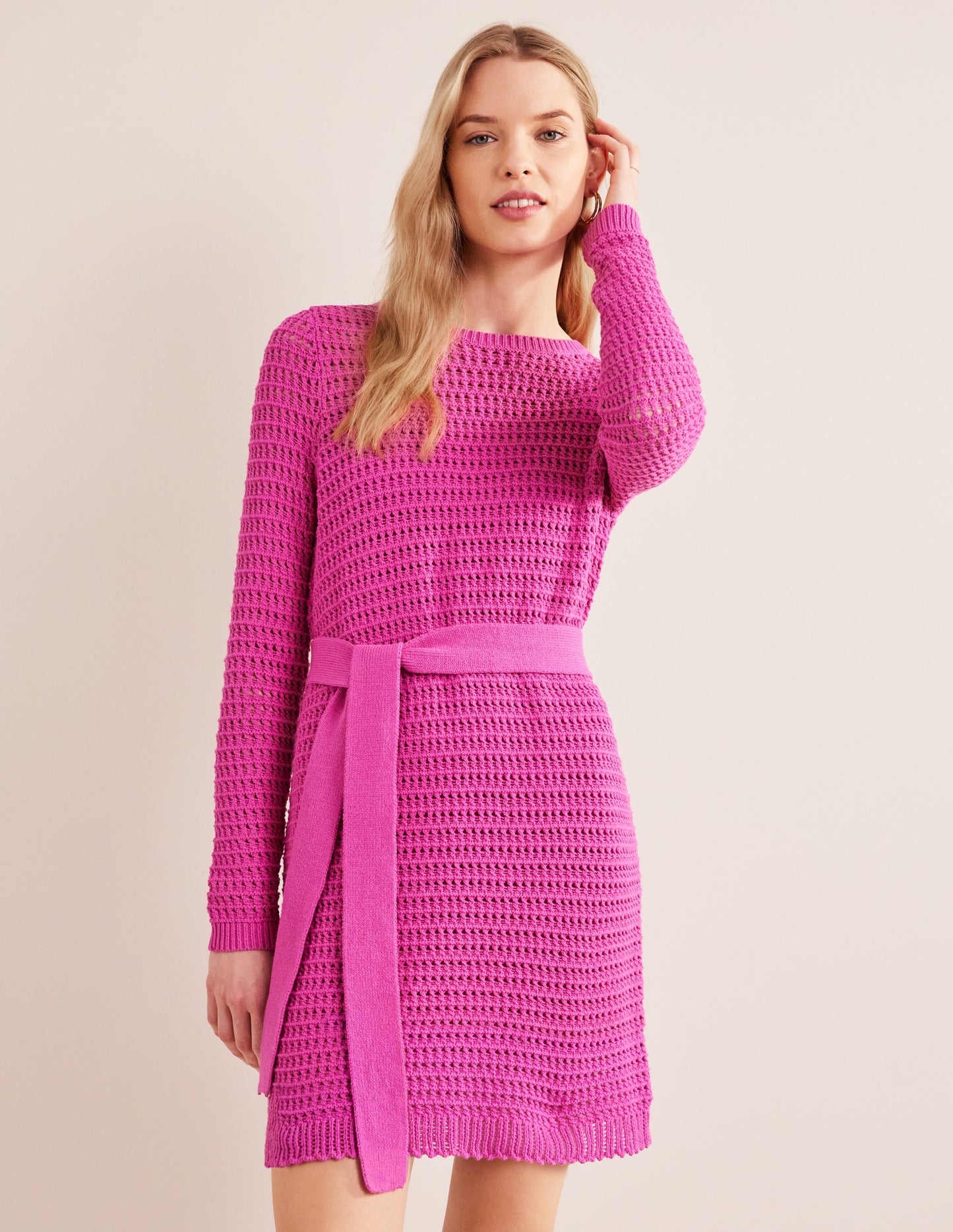 Crochet Knit Dress-Rose Violet
