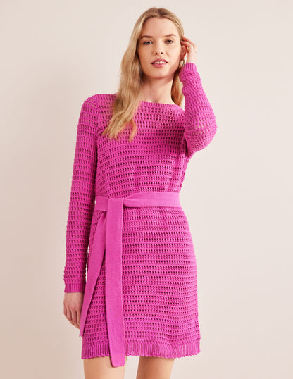 Crochet Knit Dress-Rose Violet-1