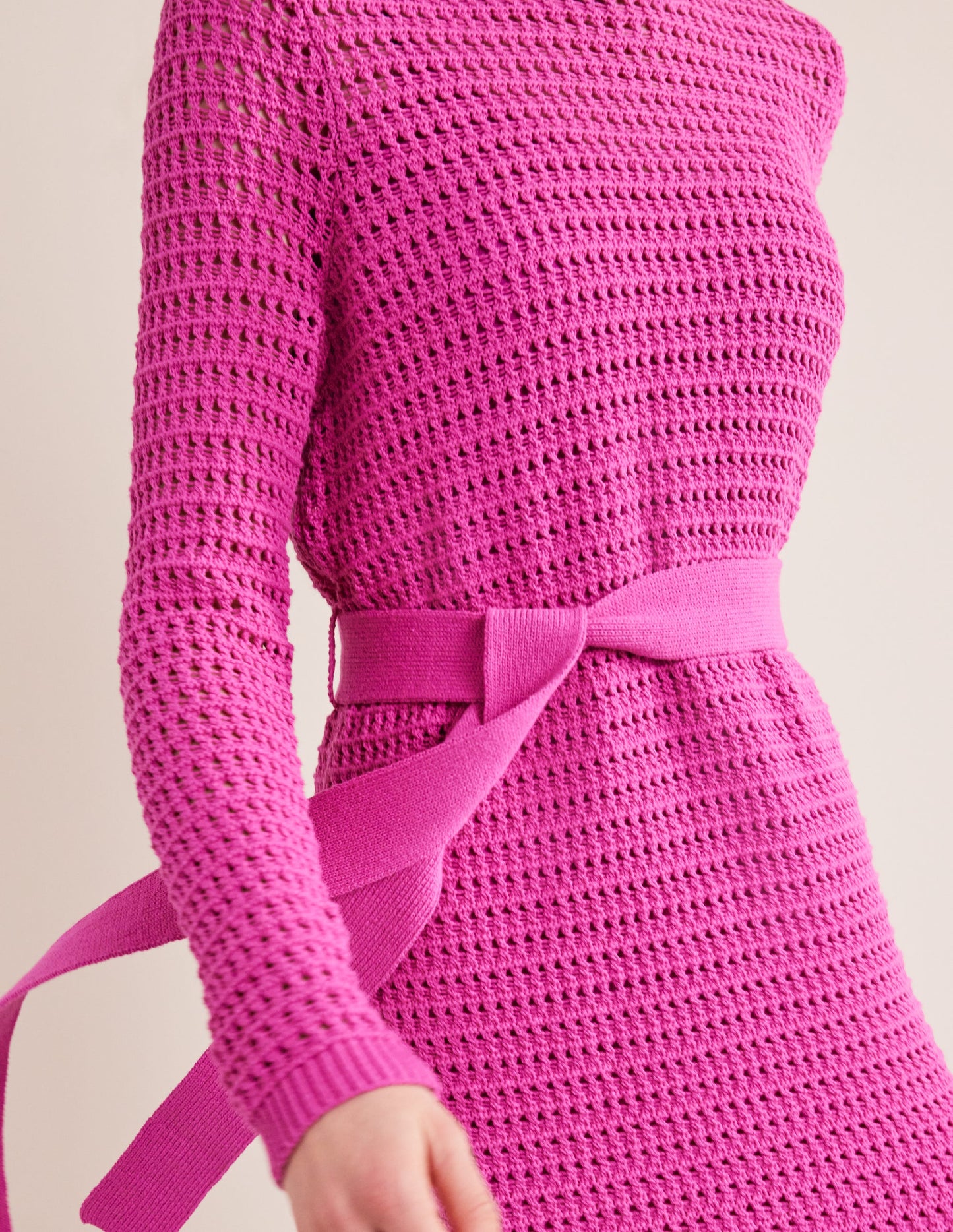 Crochet Knit Dress-Rose Violet