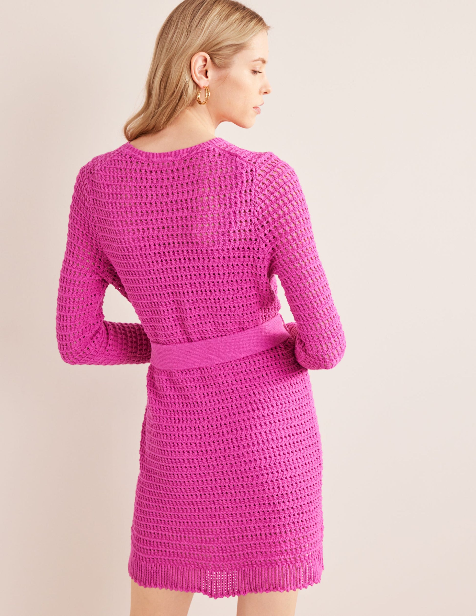 Crochet Knit Dress-Rose Violet-3
