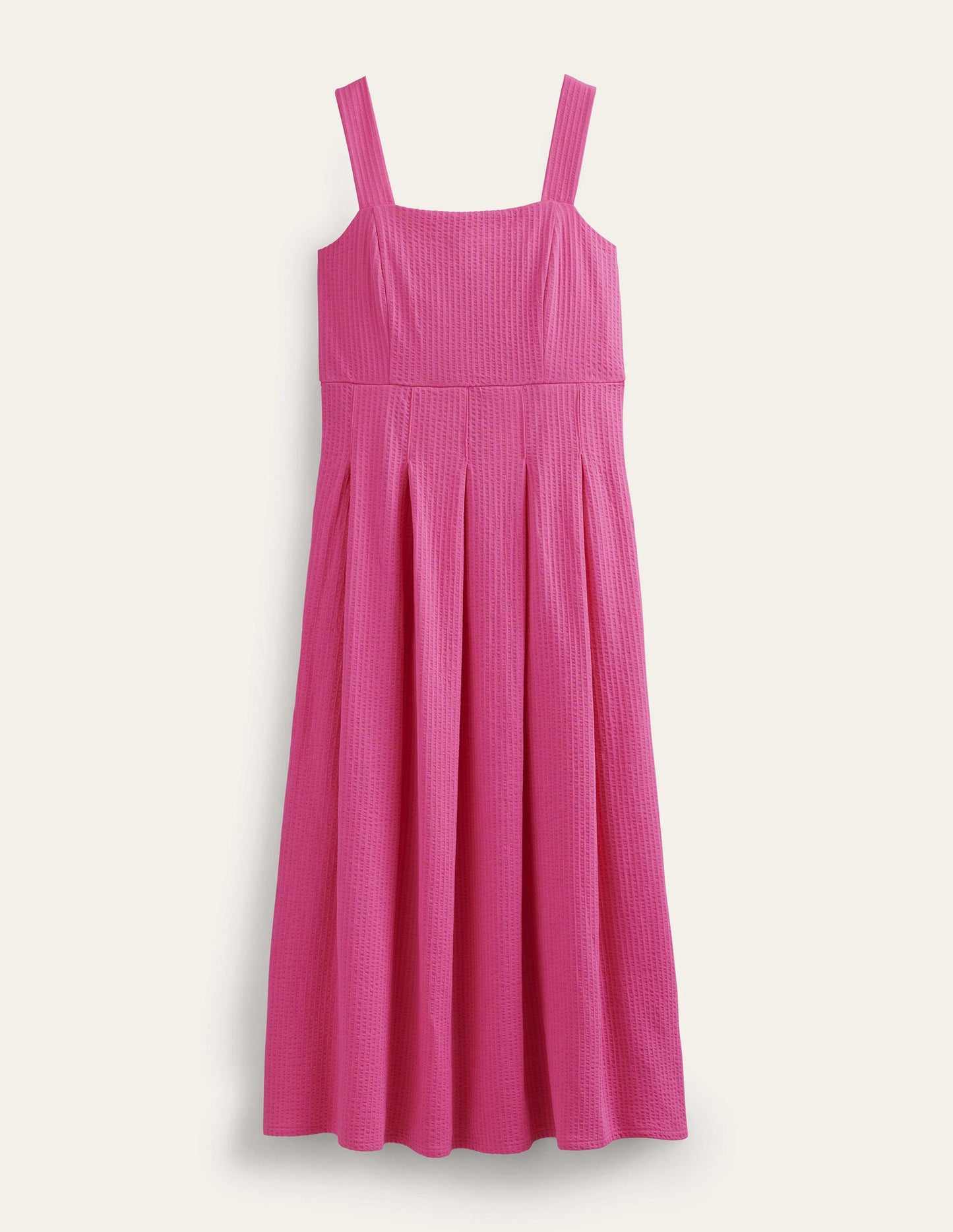 Strappy Seersucker Midi Dress-Festival Pink
