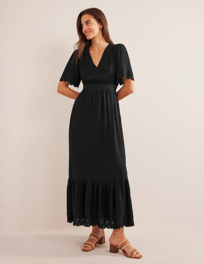 Broderie Maxi Dress-Black-2