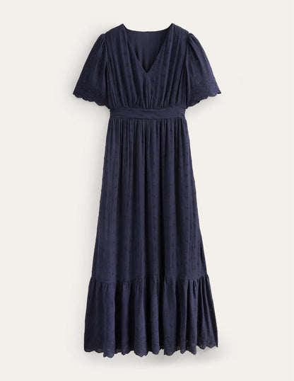 Broderie Maxi Dress-True Navy-6
