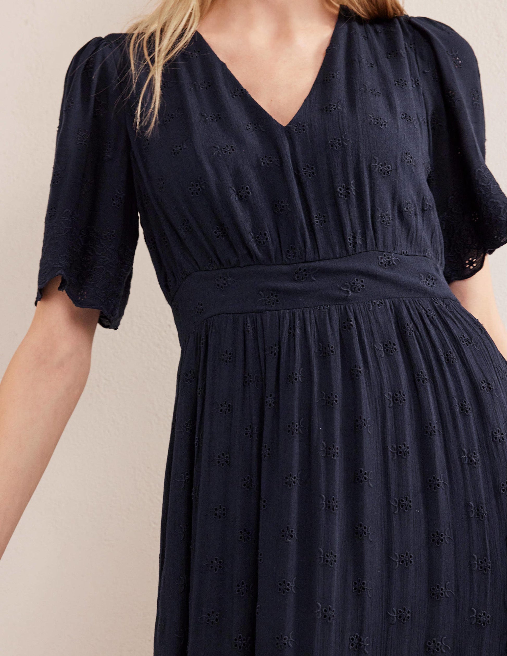 Broderie Maxi Dress-True Navy-2