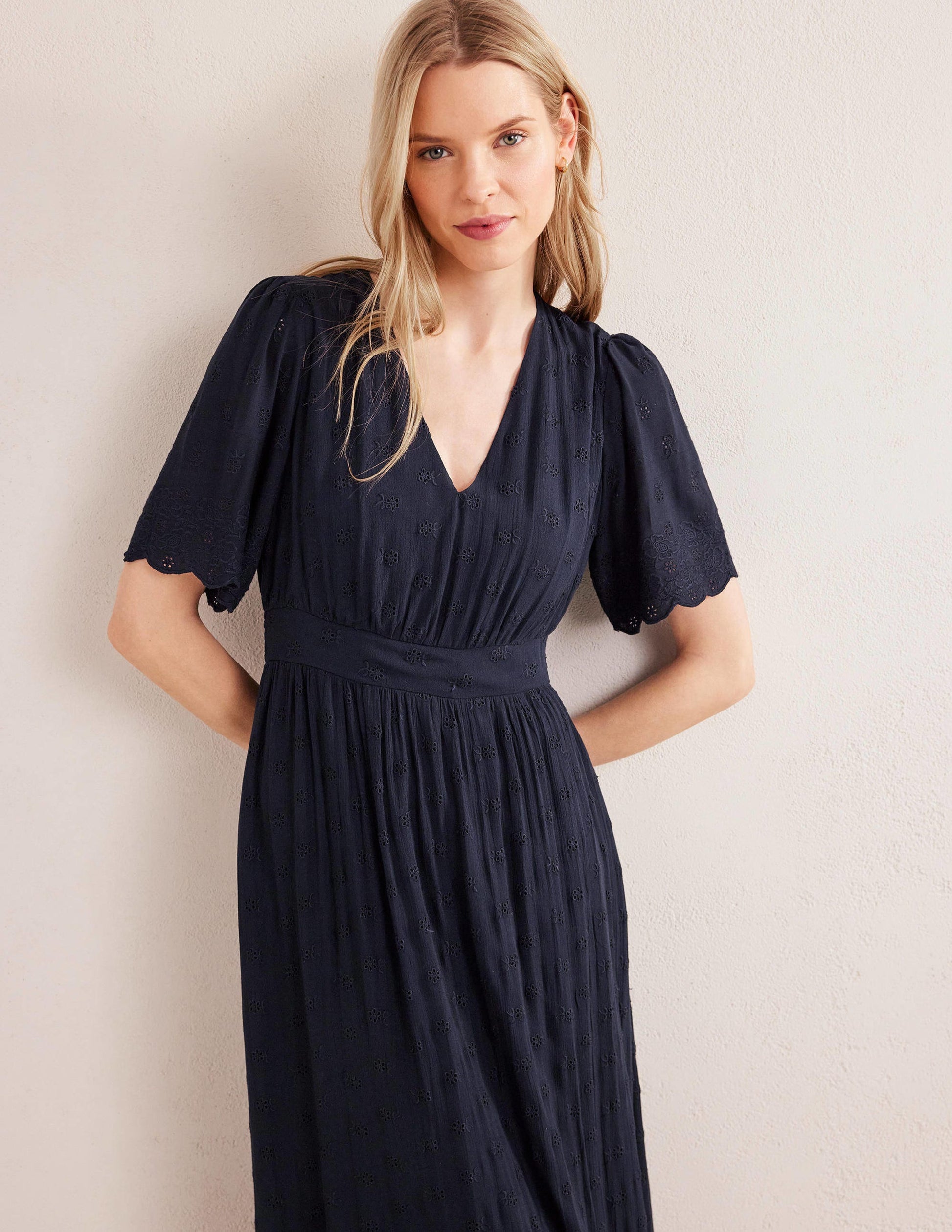 Broderie Maxi Dress-True Navy-5