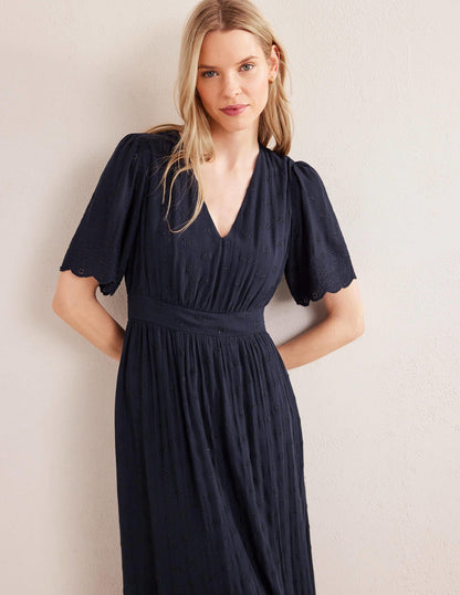 Broderie Maxi Dress-True Navy-5