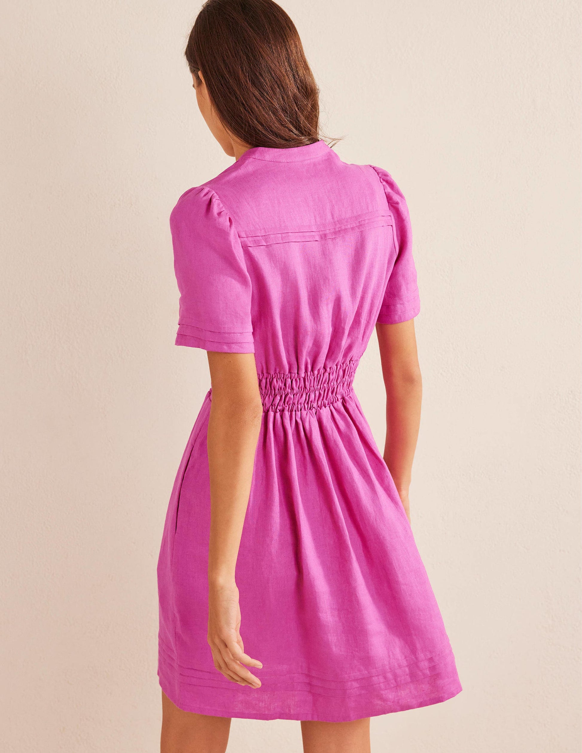Pintuck Detail Mini Dress-Rose Violet-3