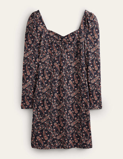Sweetheart Jersey Mini Dress-Multi, Paisley Blooms-5