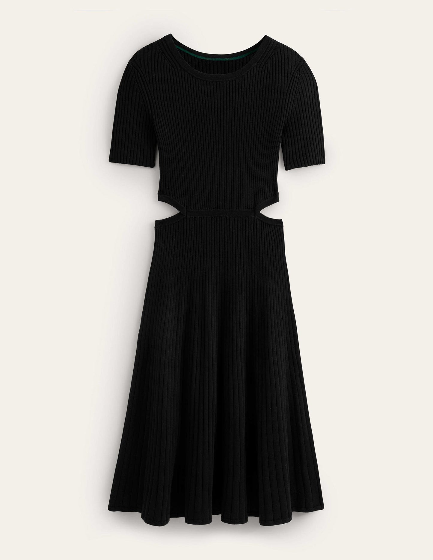 Cut Out Knitted Midi Dress-Black