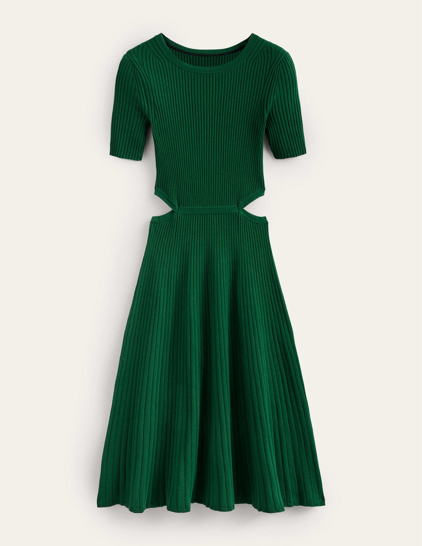 Cut Out Knitted Midi Dress-Emerald Night