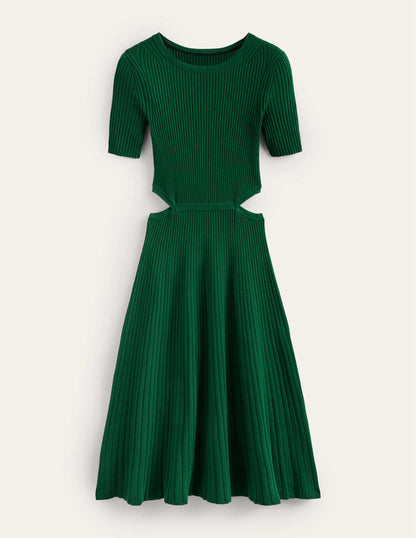 Cut Out Knitted Midi Dress-Emerald Night-6
