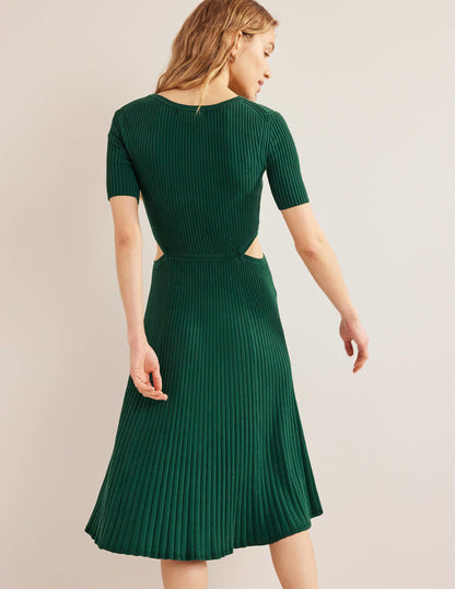 Cut Out Knitted Midi Dress-Emerald Night-4