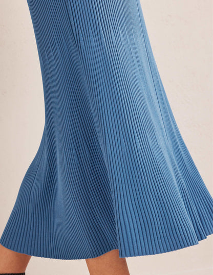 Angled Empire Knitted Dress-Porcelain Blue-2