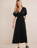 Smock Waist Jersey Maxi Dress-Black