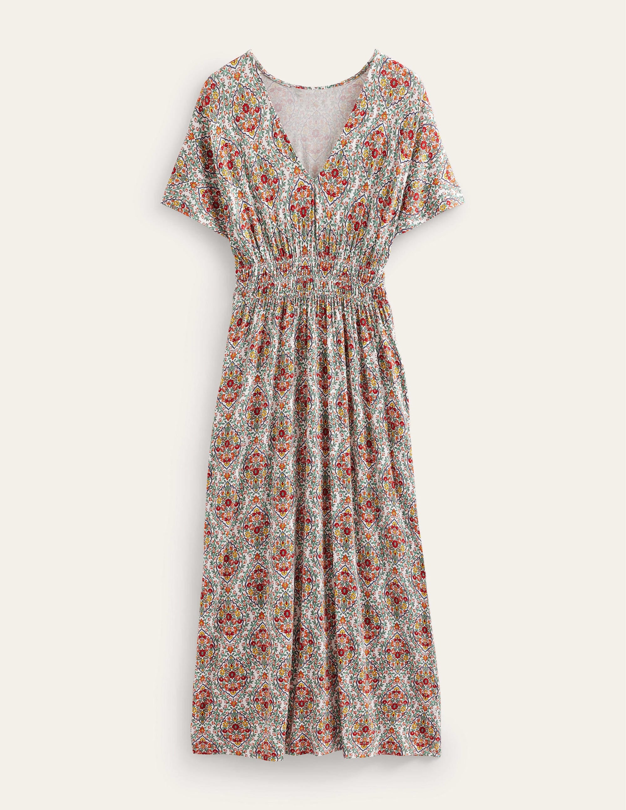 Smock Waist Jersey Maxi Dress-Multi, Vine Terrace - Image 5