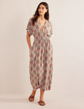 Smock Waist Jersey Maxi Dress-Multi, Vine Terrace
