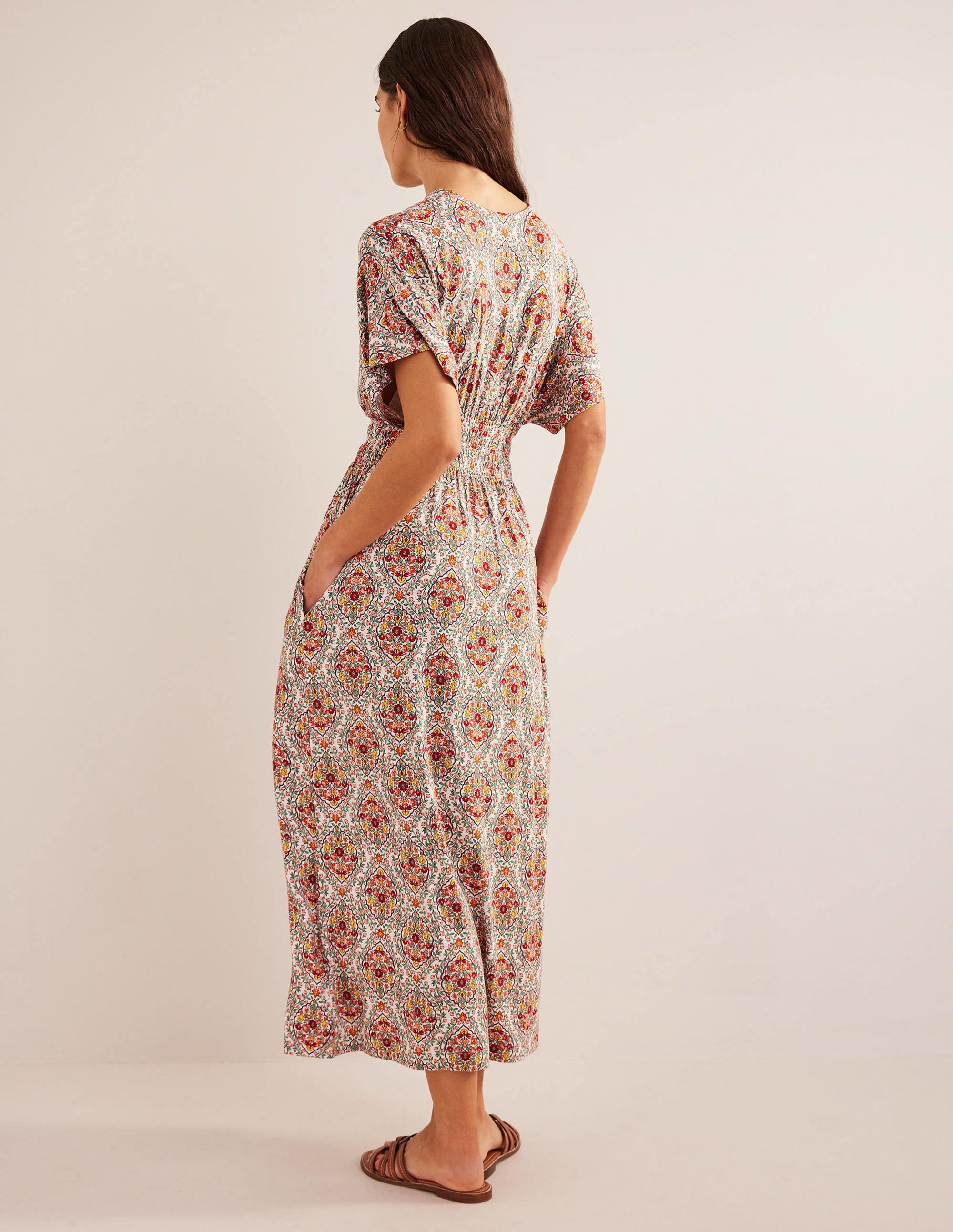 Smock Waist Jersey Maxi Dress-Multi, Vine Terrace - Image 3