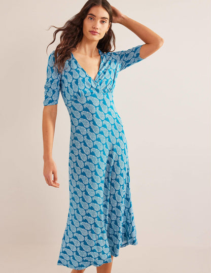 Rebecca Jersey Midi Tea Dress-Crystal Teal, Sweet Paisley-1