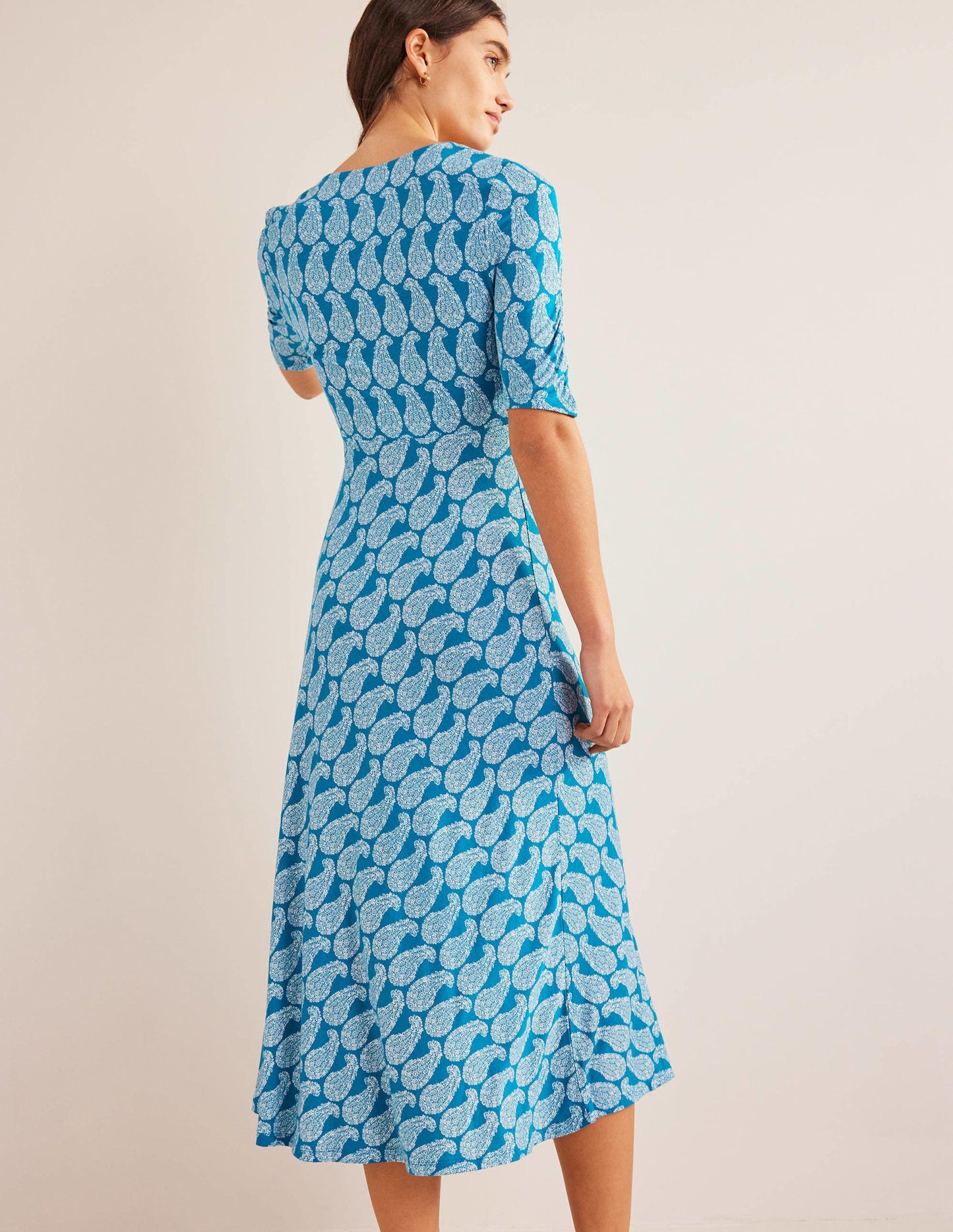 Rebecca Jersey Midi Tea Dress-Crystal Teal, Sweet Paisley