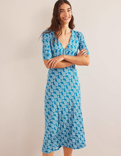 Rebecca Jersey Midi Tea Dress-Crystal Teal, Sweet Paisley-4