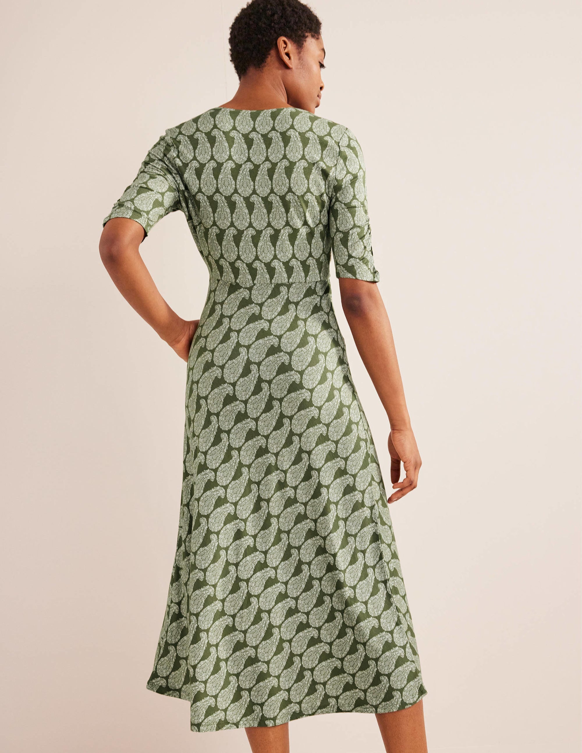 Rebecca Jersey Midi Tea Dress-Spruce, Sweet Paisley - Image 3