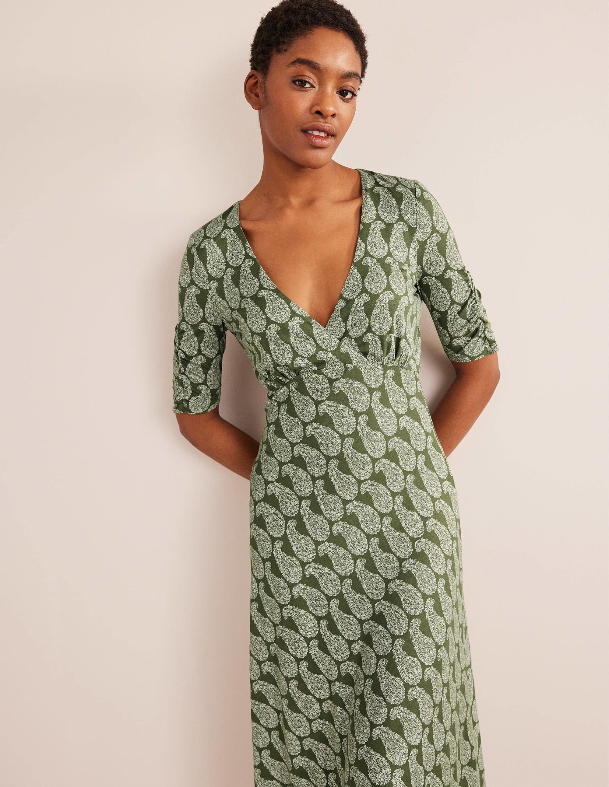 Rebecca Jersey Midi Tea Dress-Spruce, Sweet Paisley - Image 4