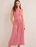 Thea Sleeveless Midi Dress-Vermillion, Tulip Pop