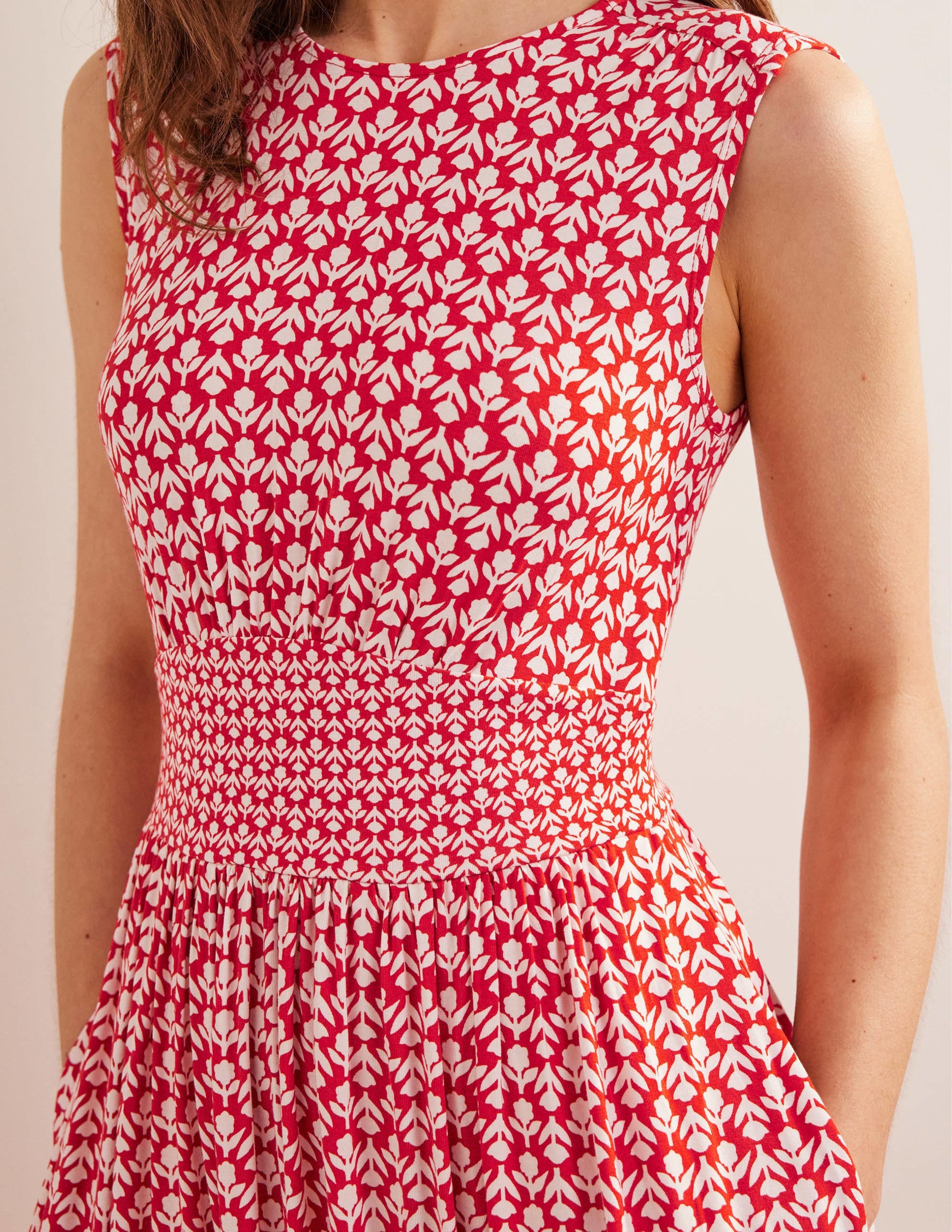 Thea Sleeveless Midi Dress-Vermillion, Tulip Pop - Image 2