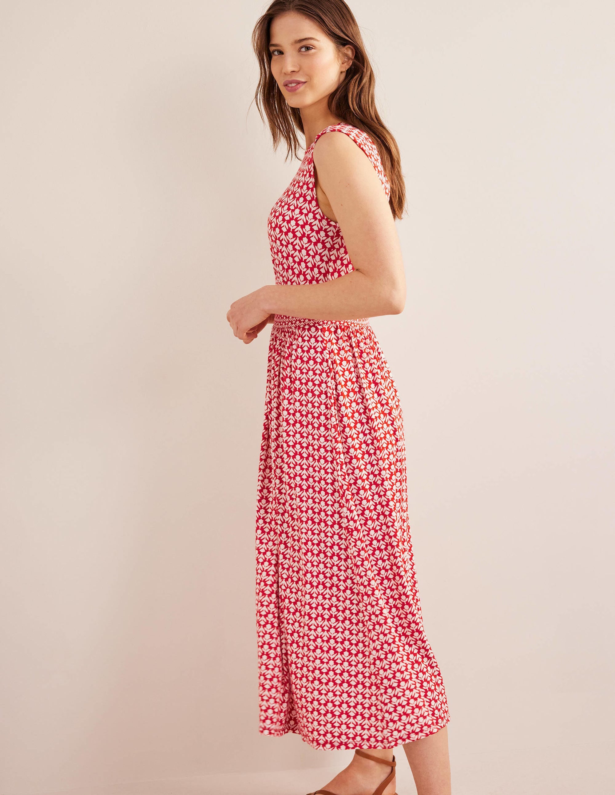 Thea Sleeveless Midi Dress-Vermillion, Tulip Pop - Image 4