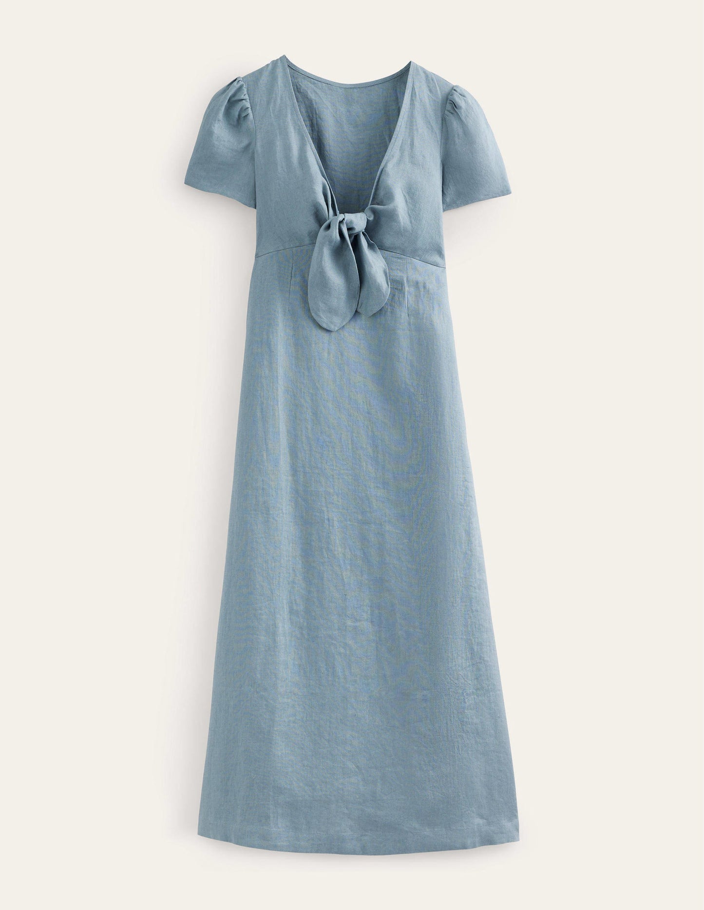 Tie Front Linen Midi Dress-Deep Sea Blue
