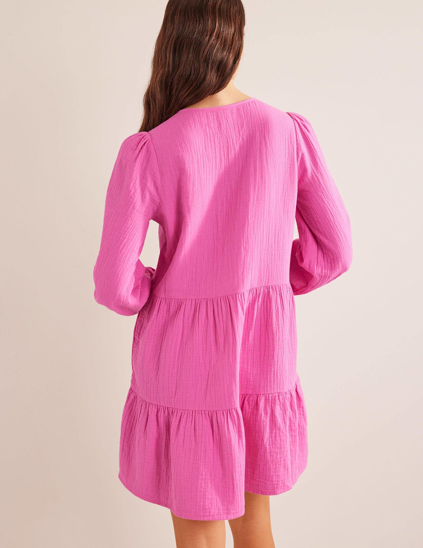 Cheesecloth Mini Dress-Festival Pink