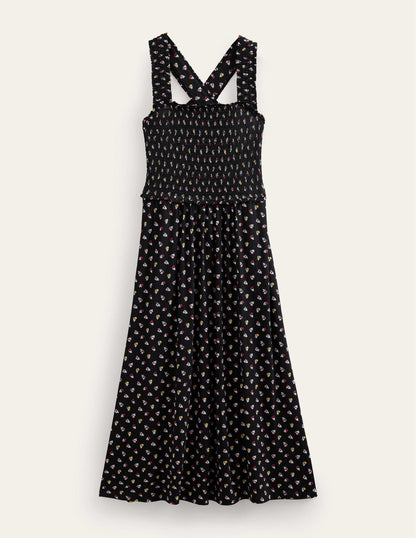 Cross Back Jersey Midi Dress-Black, Sweet Daisy