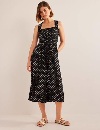 Cross Back Jersey Midi Dress-Black, Sweet Daisy