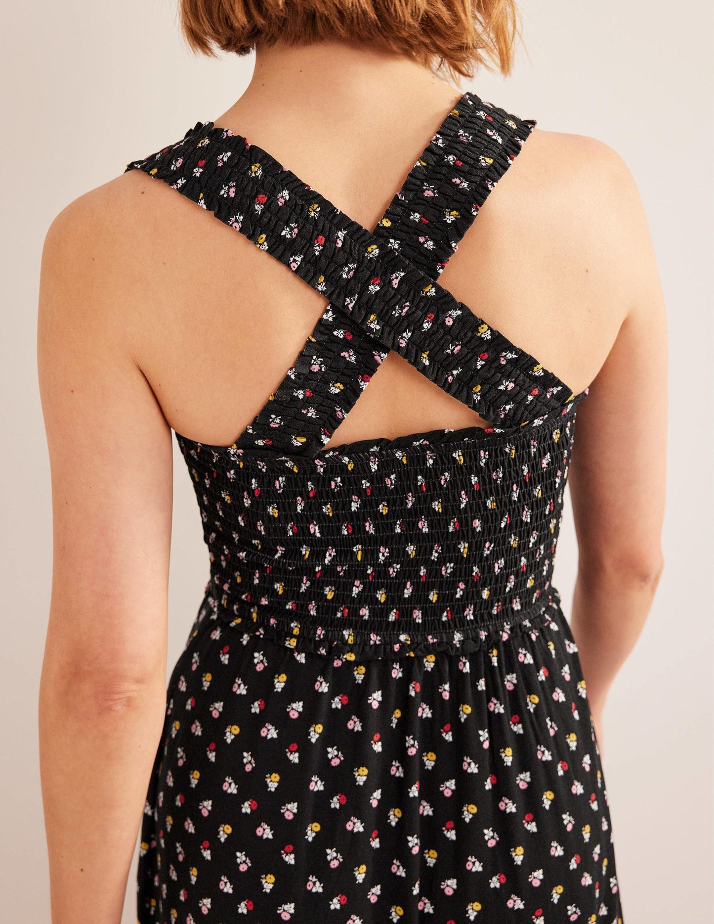 Cross Back Jersey Midi Dress-Black, Sweet Daisy