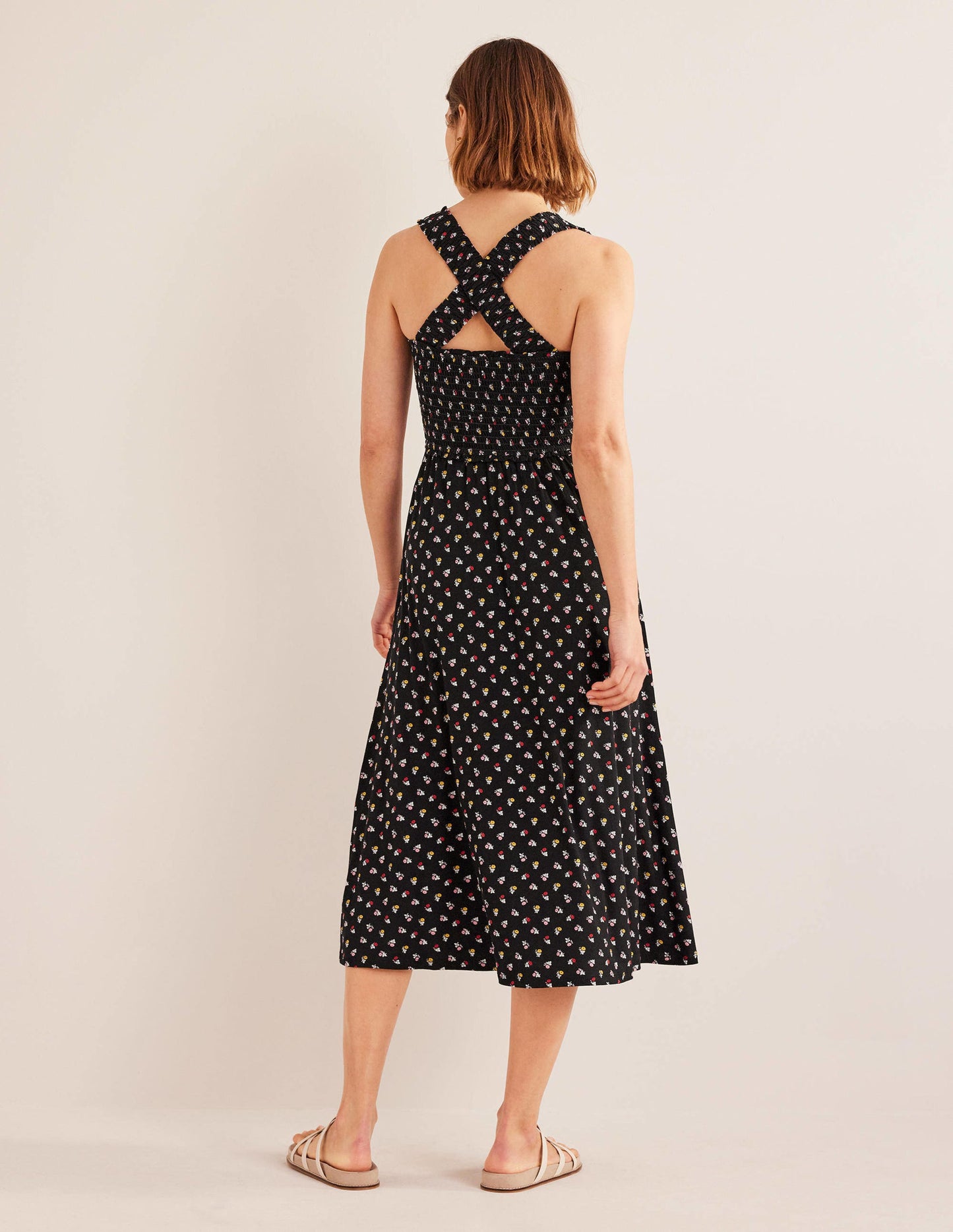 Cross Back Jersey Midi Dress-Black, Sweet Daisy