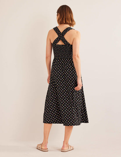 Cross Back Jersey Midi Dress-Black, Sweet Daisy