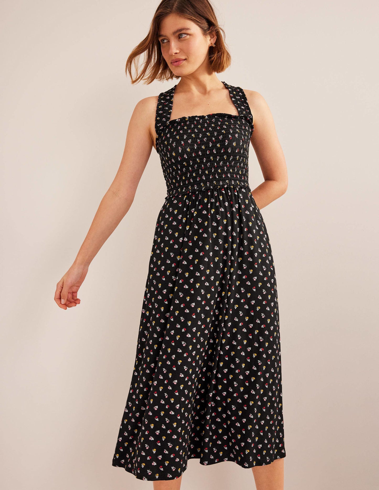 Cross Back Jersey Midi Dress-Black, Sweet Daisy