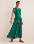 Trim Detail Maxi Dress-Deep Forest